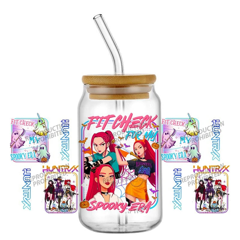 30 Style of Kpop Boy Band Design 3D UV DTF 16oz Cup Wraps Demon Inspired Hunter Girl Anime Fan 3D Transfers Stickers