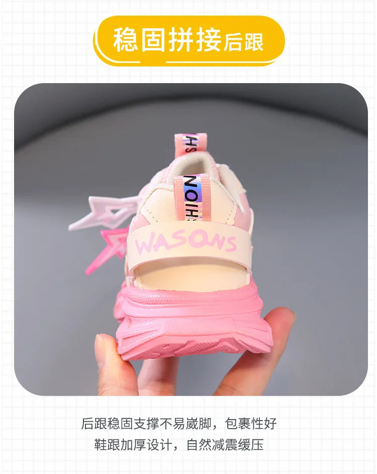 Spring Sneakers Girl New Versatile Kid Shoes Comfort Breathable LED Light Casual Shoes Run Sports Trend Boys Shoe Tenis De Mujer