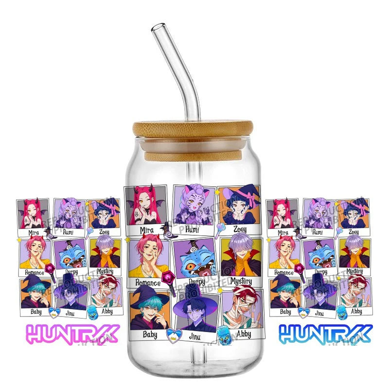 30 Style of Kpop Boy Band Design 3D UV DTF 16oz Cup Wraps Demon Inspired Hunter Girl Anime Fan 3D Transfers Stickers