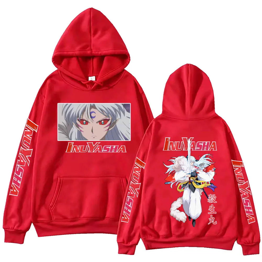 Anime InuYasha Sesshoumaru Hoodie Harajuku Hip Hop Pullover Tops Fans Gift