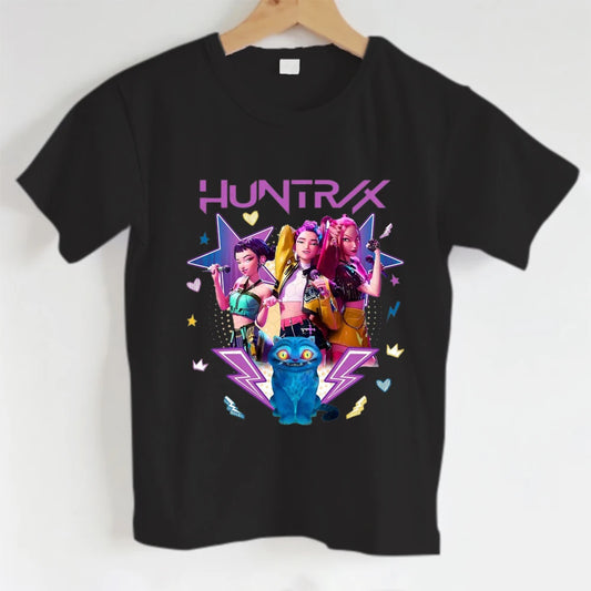 KPOP girls' group girls T-shirt, 100% cotton short-sleeved round neck T-shirt, 3-14Y girls summer T-shirt