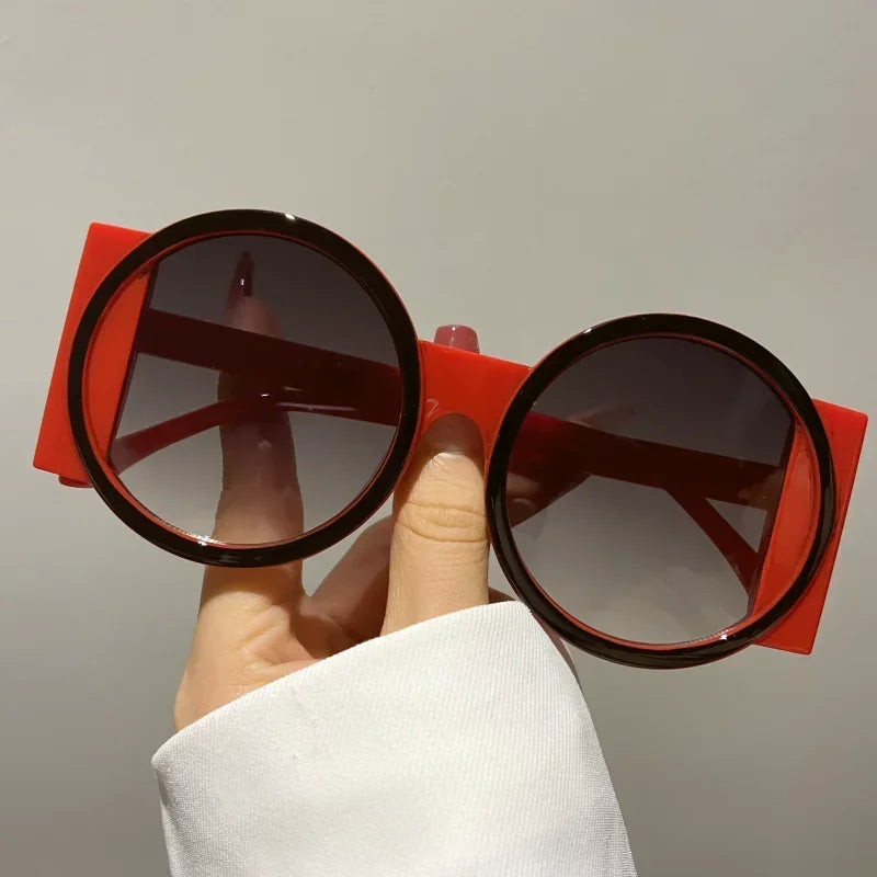 Round Double Color Sunglasses for Women Men Retro Trendy UV400 Sun Glasses Goggles Outdoor Hip Hop Travel Beach Eyewear Goggles