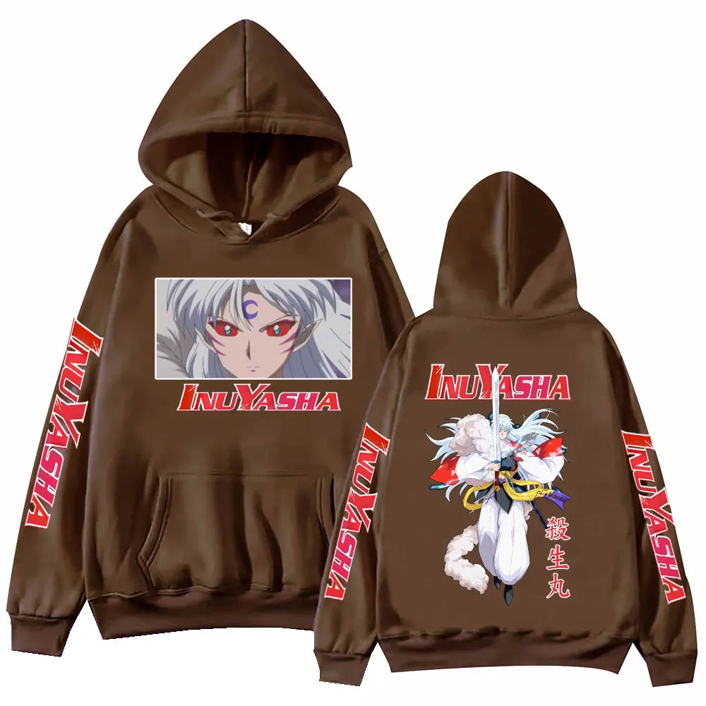 Anime InuYasha Sesshoumaru Hoodie Harajuku Hip Hop Pullover Tops Fans Gift