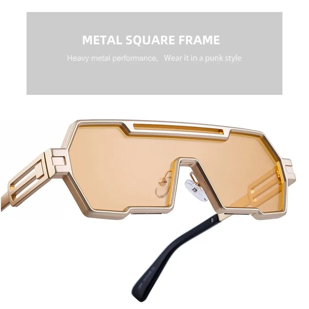 Metal Steampunk Sunglasses Trendy Punk UV400 Protection Shades Big Frame Irregular Square Sun Glasses for Men