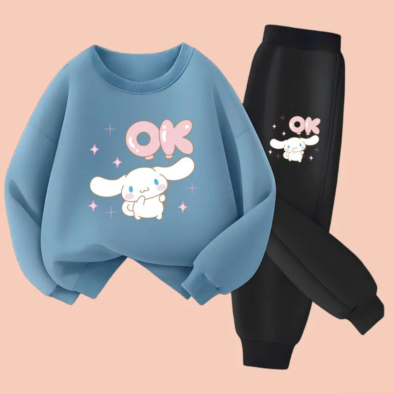 Spring New Style Boys Casual Hoodies Long Pant Two Piece Sets Cinnamoroll Printed Kids Sweatsuits Girls Pullover Set 2025