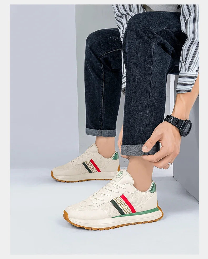 Genuine Leather Casual Shoes Men Designer Luxury Women Tennis Chunky Sneakers Muffin Sport Shoes Man Male Board Footwear