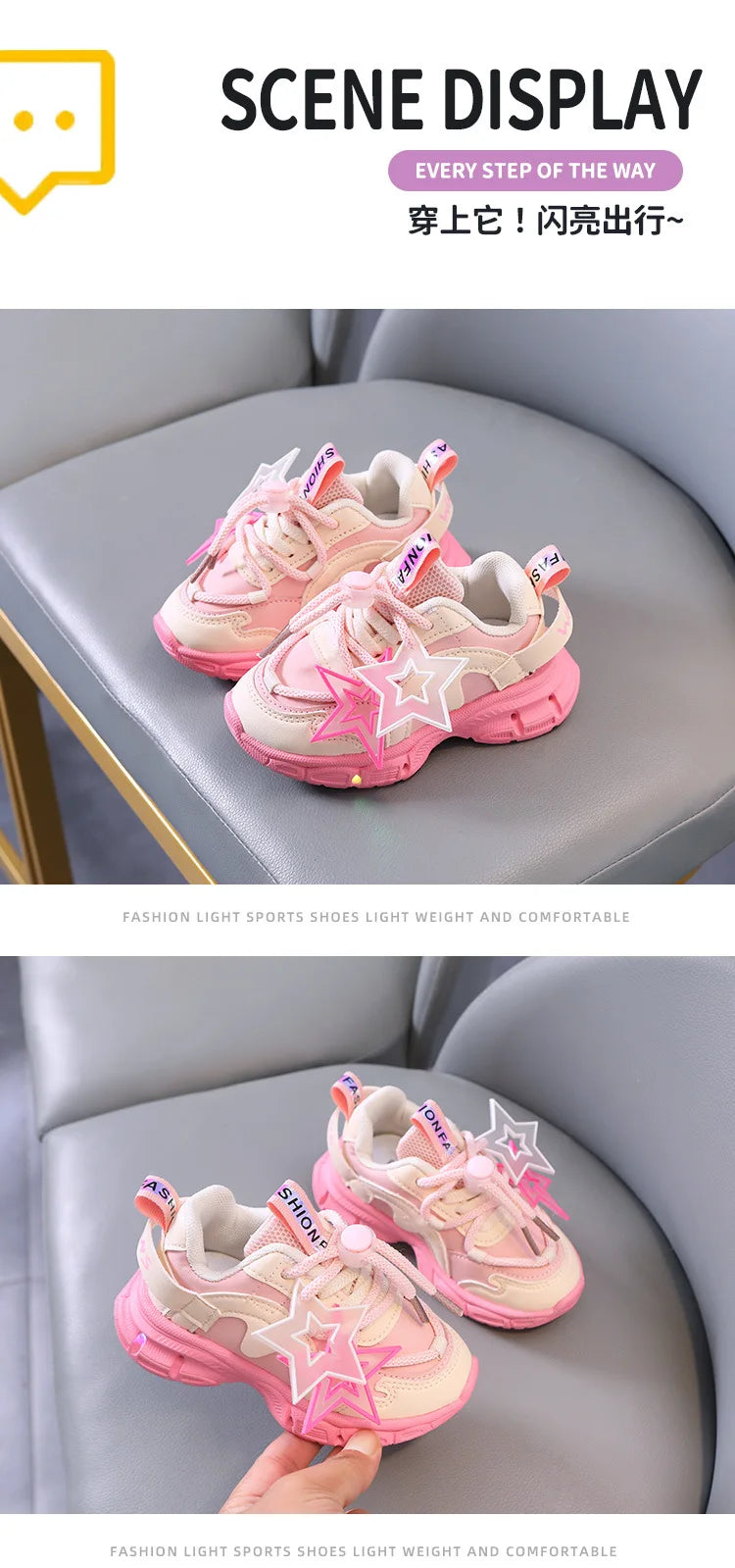 Spring Sneakers Girl New Versatile Kid Shoes Comfort Breathable LED Light Casual Shoes Run Sports Trend Boys Shoe Tenis De Mujer