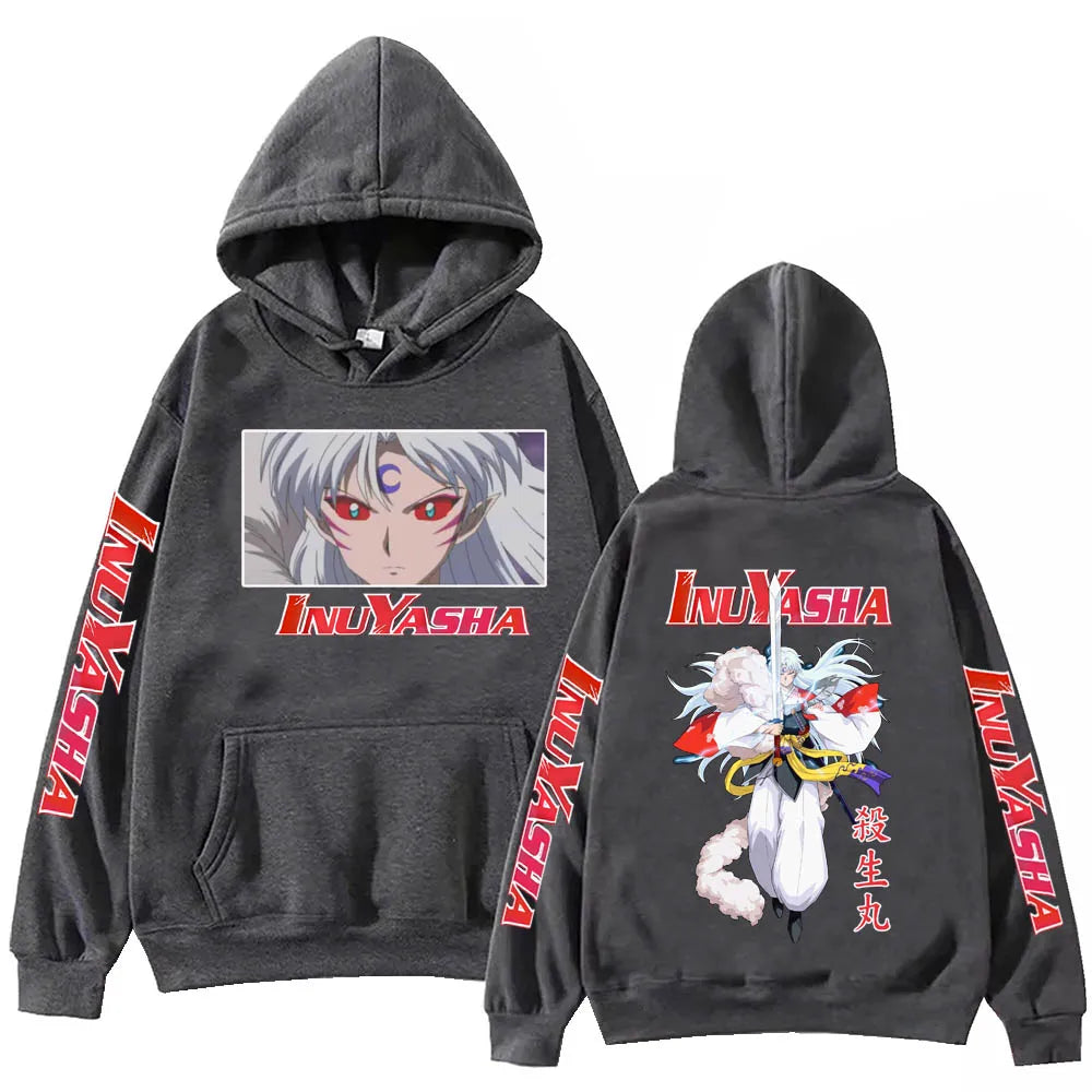 Anime InuYasha Sesshoumaru Hoodie Harajuku Hip Hop Pullover Tops Fans Gift