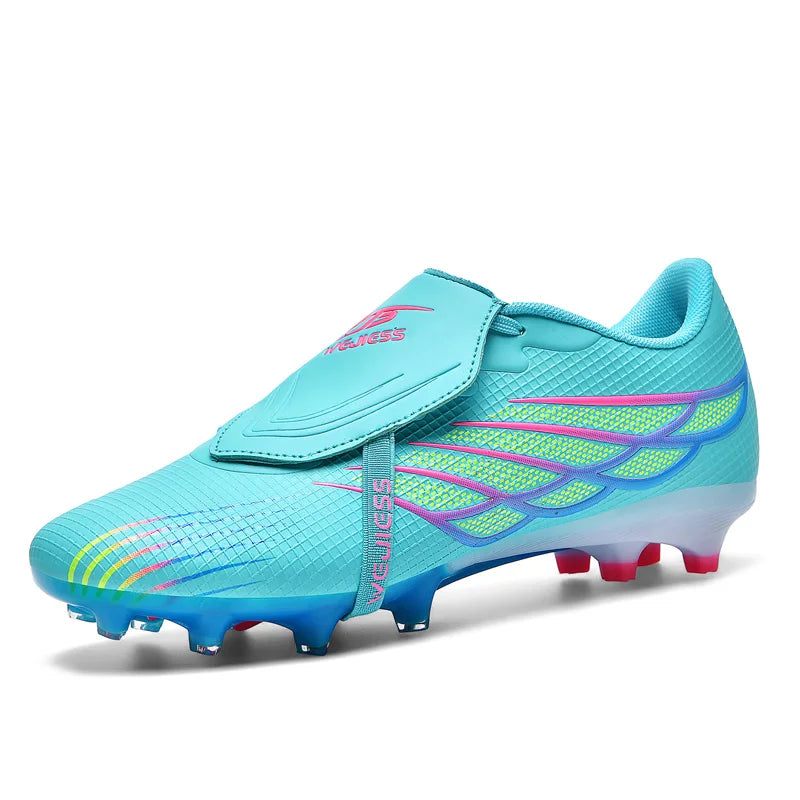 Youth Football Shoes with Long Spikes, Tongue-Less Laces, Ultra-High-End Natural Grass Special Football Shoes