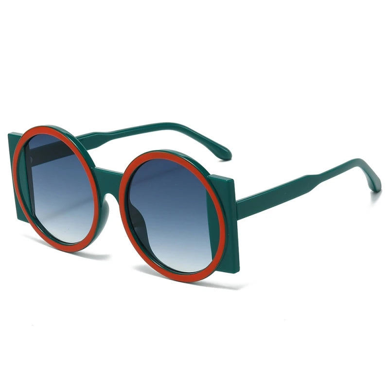 Round Double Color Sunglasses for Women Men Retro Trendy UV400 Sun Glasses Goggles Outdoor Hip Hop Travel Beach Eyewear Goggles