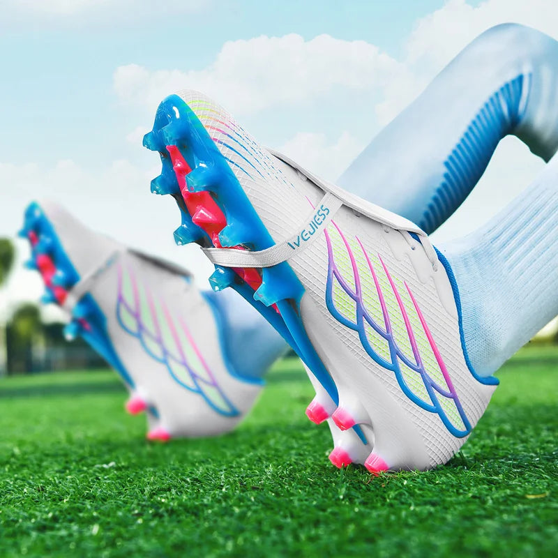 Youth Football Shoes with Long Spikes, Tongue-Less Laces, Ultra-High-End Natural Grass Special Football Shoes