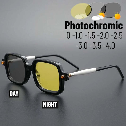 Square Night Vision Sunglasses Myopia Glasses for Men Women Photochromic Day Night Glasses UV Protection Eyewear for Car Driving