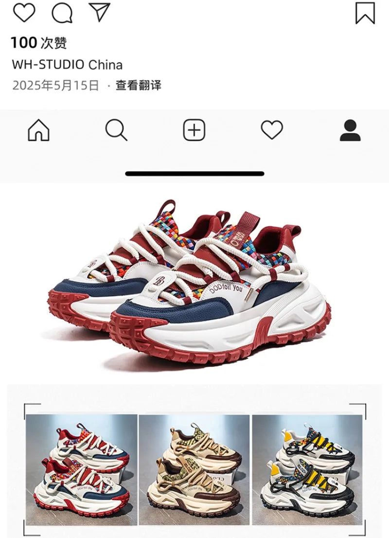 Shoes for Men High Quality Trend Light Platform Sneakers Fashion Retro Heightening Casual Thick Sole Men Shoes Zapatillas Hombre