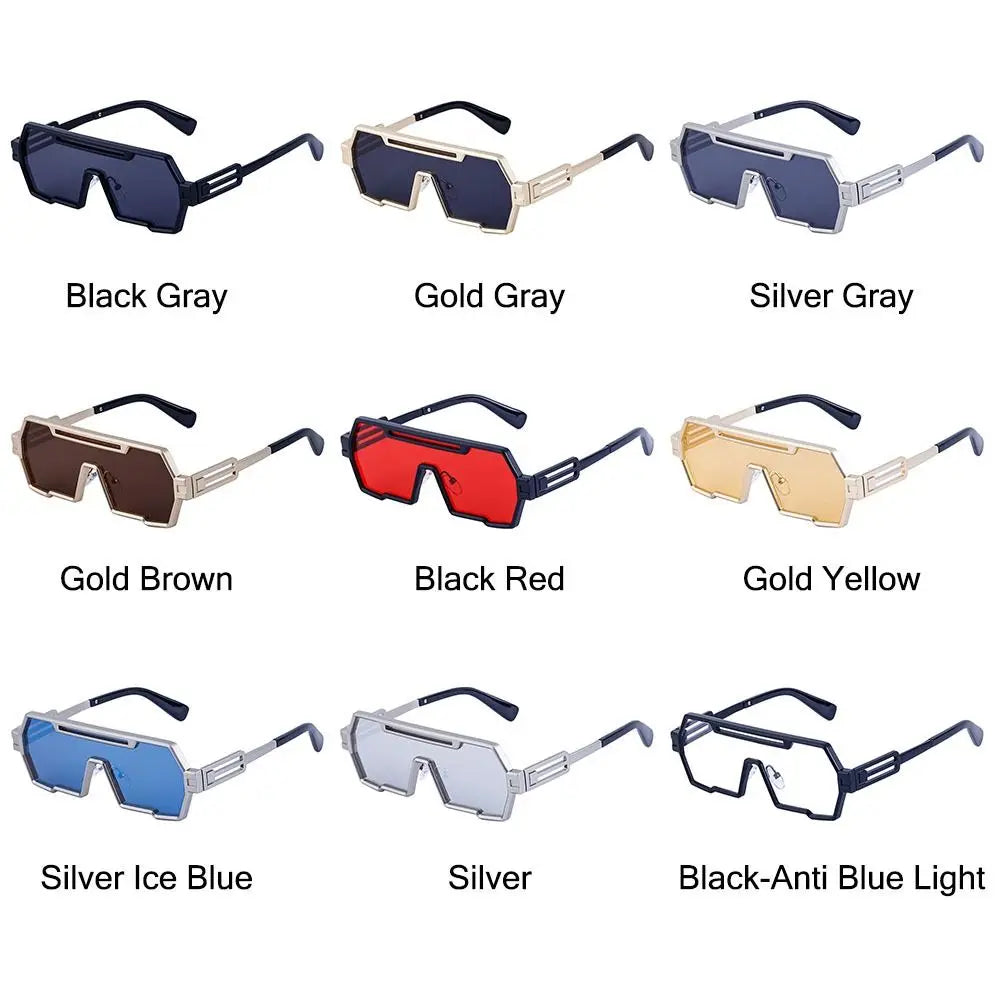 Metal Steampunk Sunglasses Trendy Punk UV400 Protection Shades Big Frame Irregular Square Sun Glasses for Men