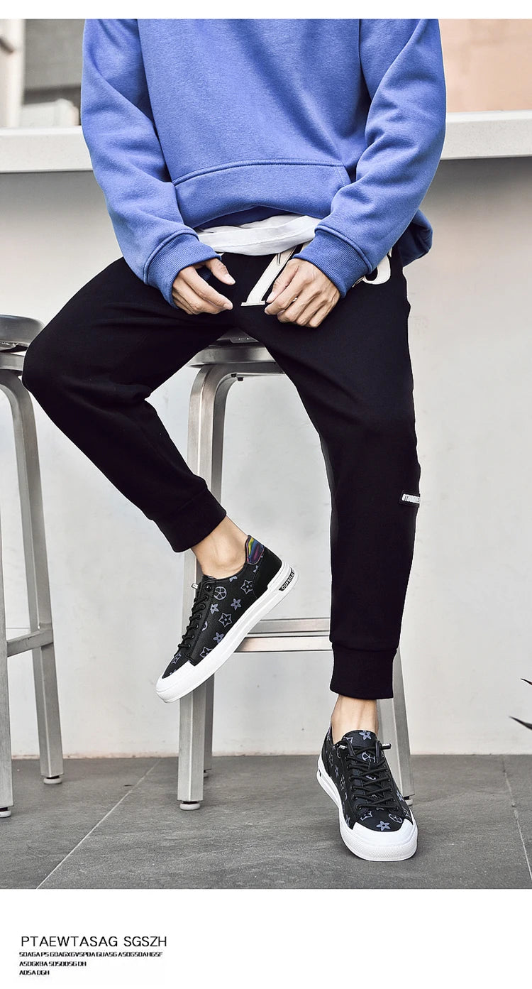 2025 Autumn Men's White Sneakers - Breathable Korean Street Style, Versatile Casual Shoes with Hong Kong Vibes