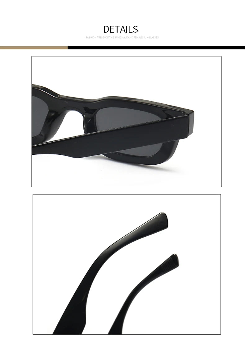 Small Sunglasses Rectangle Thick Frame Square Sun Glasses Men's Black Blue Ladies Sun Shades Uv400 Unisex Eyewears