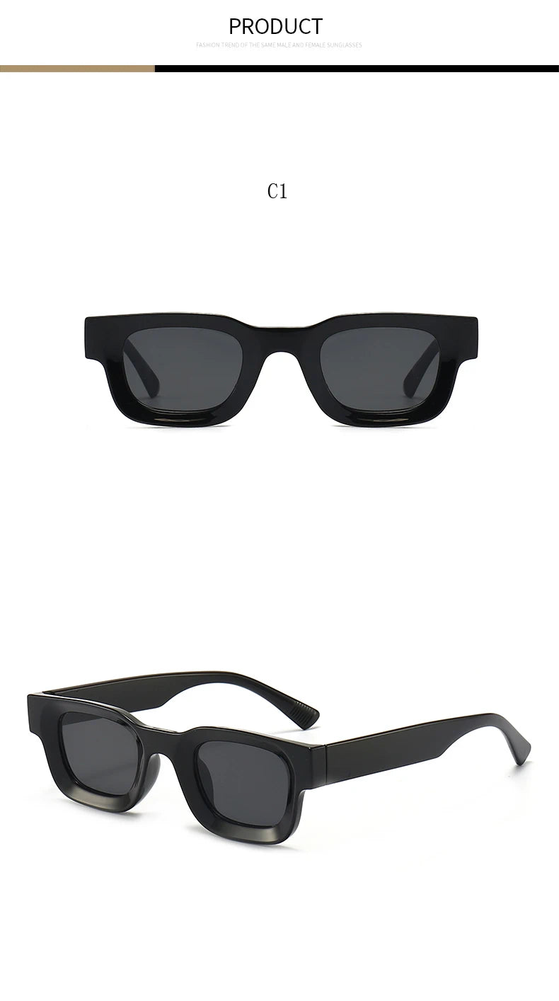 Small Sunglasses Rectangle Thick Frame Square Sun Glasses Men's Black Blue Ladies Sun Shades Uv400 Unisex Eyewears