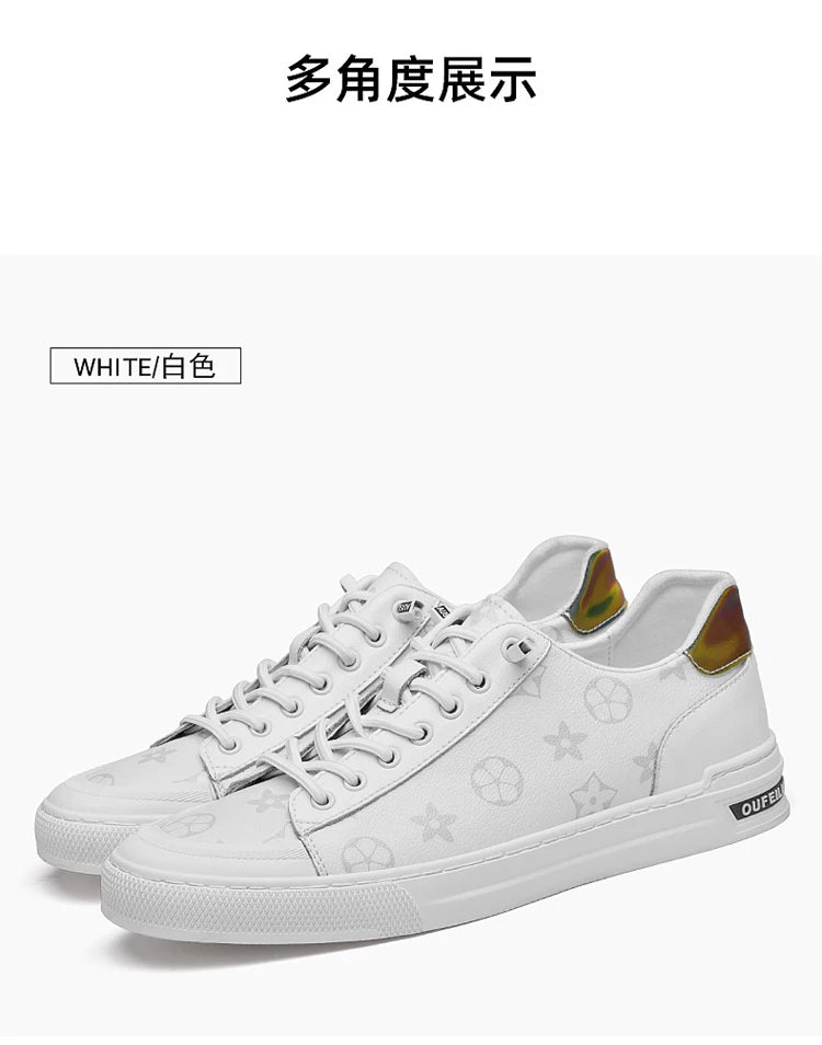 2025 Autumn Men's White Sneakers - Breathable Korean Street Style, Versatile Casual Shoes with Hong Kong Vibes