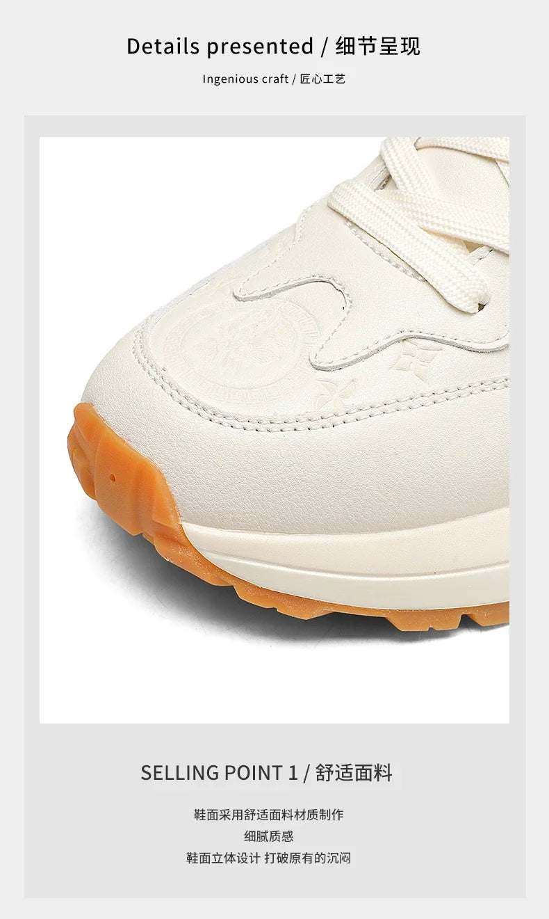 Genuine Leather Casual Shoes Men Designer Luxury Women Tennis Chunky Sneakers Muffin Sport Shoes Man Male Board Footwear