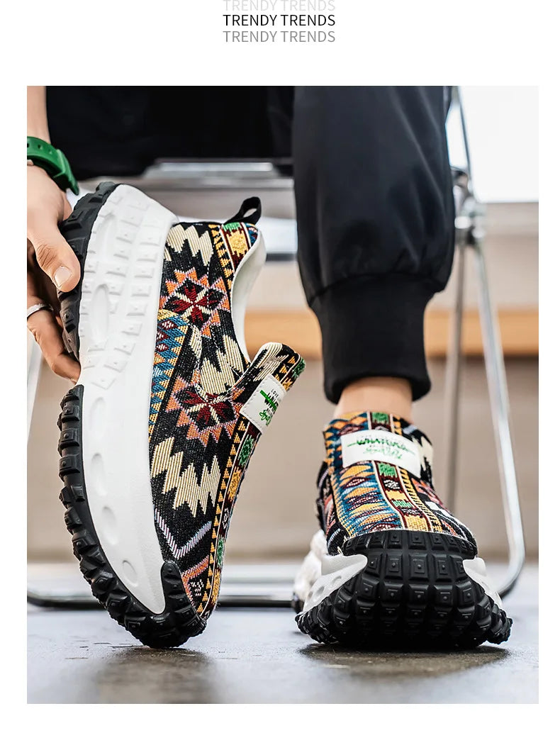 Man Plus Size  for Men 2025 Wedges Platform Sneakers Fashion Weave Hollow Ladies Loafers Slip-on Casual Shoes