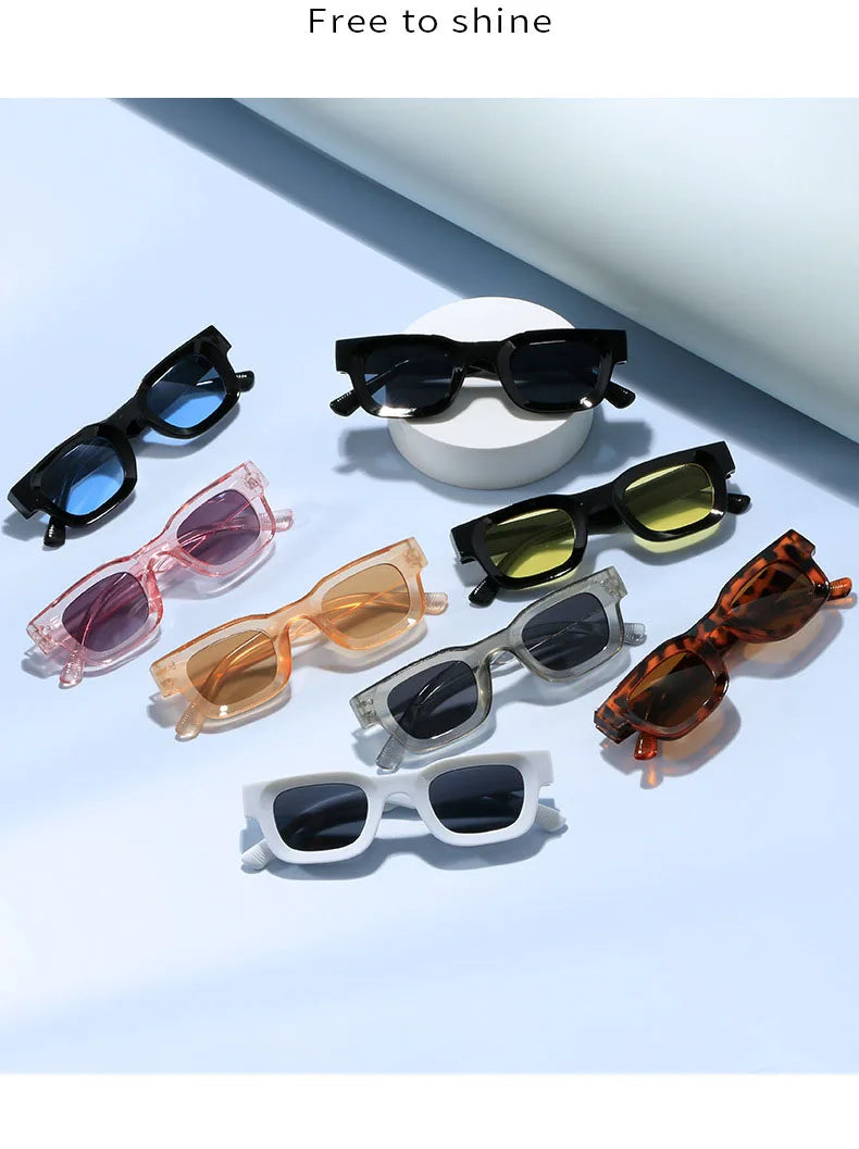 Small Sunglasses Rectangle Thick Frame Square Sun Glasses Men's Black Blue Ladies Sun Shades Uv400 Unisex Eyewears