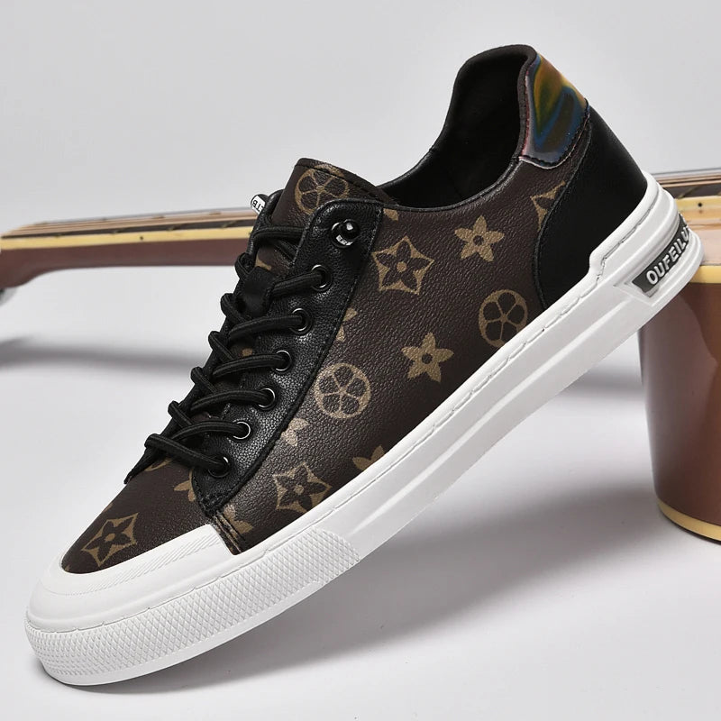 2025 Autumn Men's White Sneakers - Breathable Korean Street Style, Versatile Casual Shoes with Hong Kong Vibes