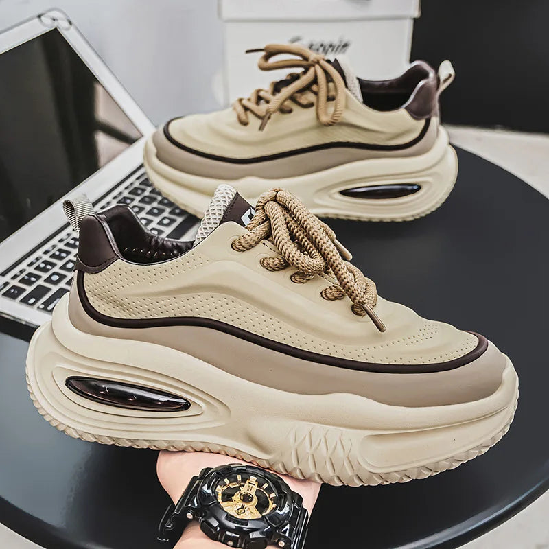 Men Casual Sneakers 2025 Spring New Fashion Gym Sports Leisure Shoes Men's Versatile Thick Sole Height Increasing Walking Shoes