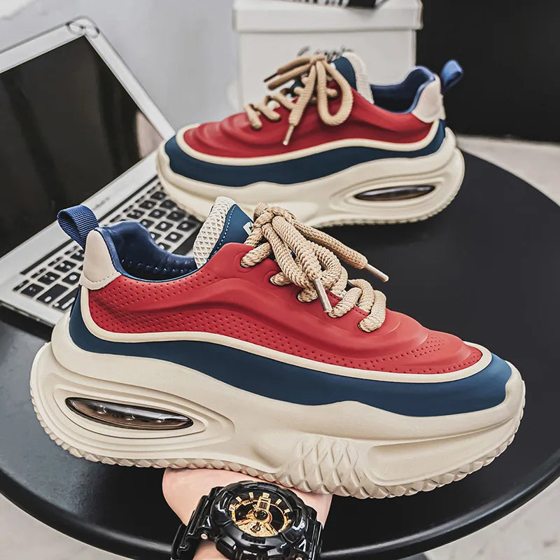 Men Casual Sneakers 2025 Spring New Fashion Gym Sports Leisure Shoes Men's Versatile Thick Sole Height Increasing Walking Shoes