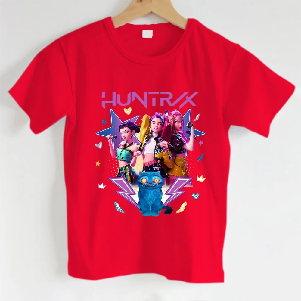 KPOP girls' group girls T-shirt, 100% cotton short-sleeved round neck T-shirt, 3-14Y girls summer T-shirt