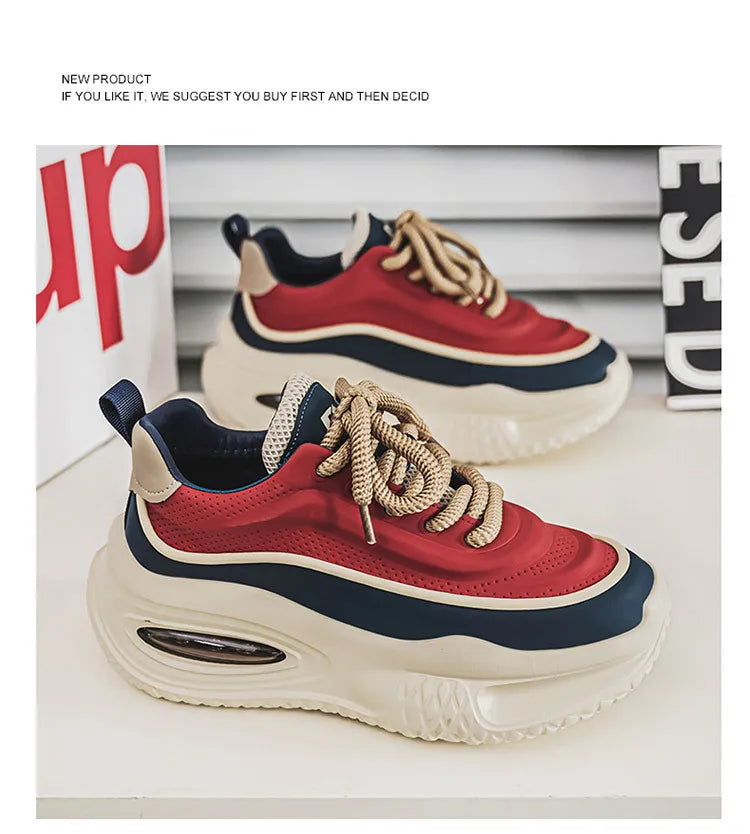 Men Casual Sneakers 2025 Spring New Fashion Gym Sports Leisure Shoes Men's Versatile Thick Sole Height Increasing Walking Shoes
