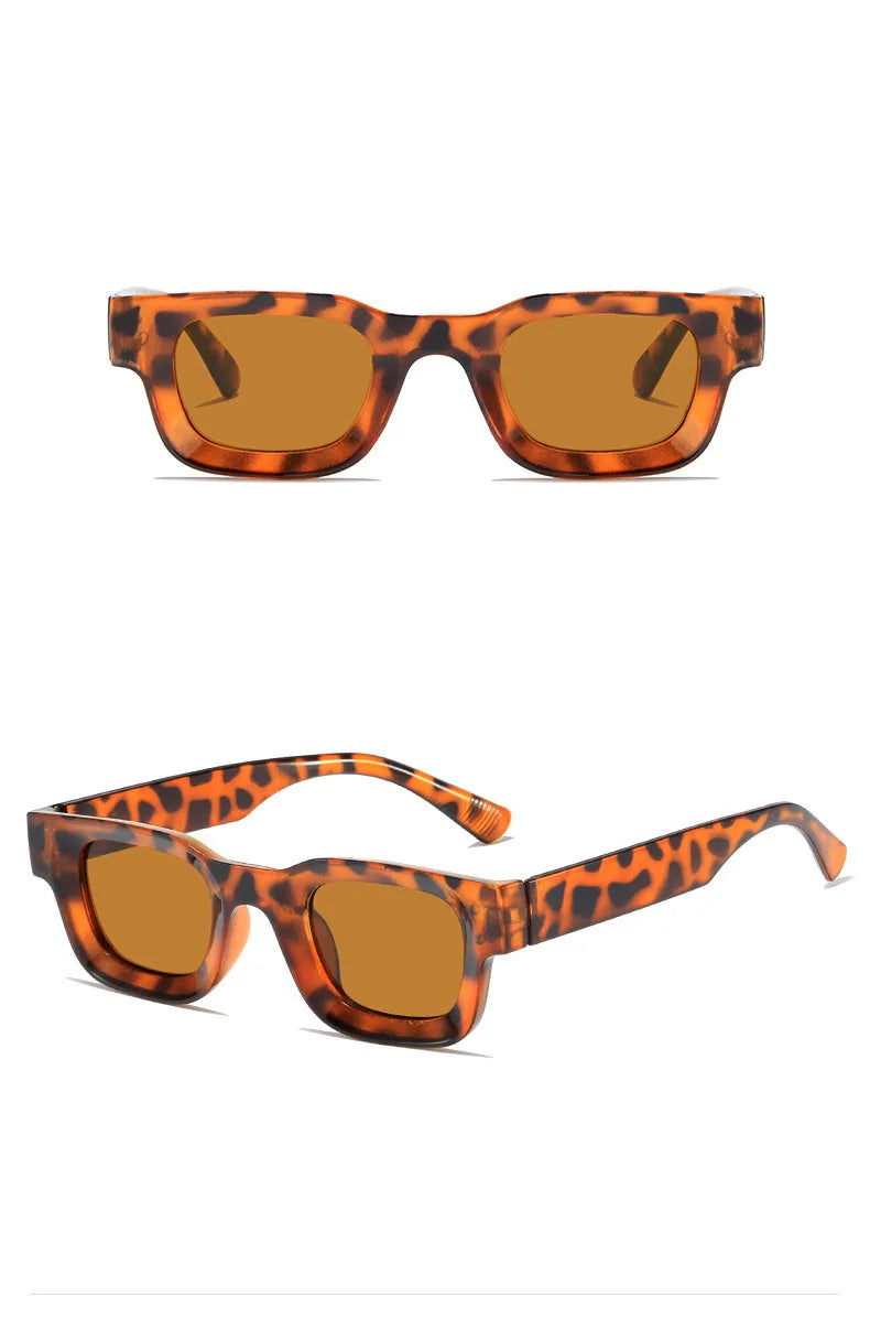 Small Sunglasses Rectangle Thick Frame Square Sun Glasses Men's Black Blue Ladies Sun Shades Uv400 Unisex Eyewears