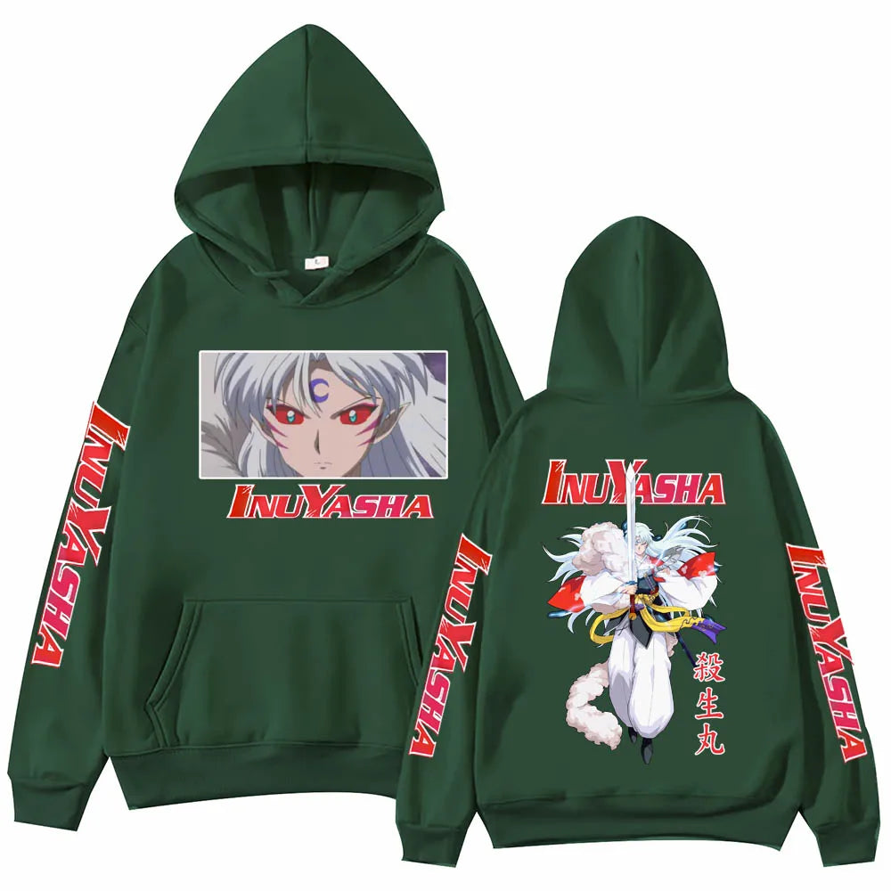 Anime InuYasha Sesshoumaru Hoodie Harajuku Hip Hop Pullover Tops Fans Gift