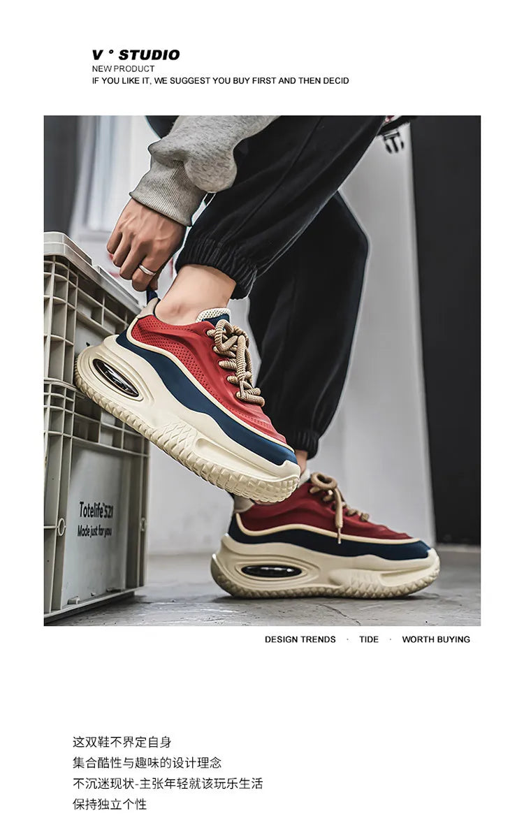 Men Casual Sneakers 2025 Spring New Fashion Gym Sports Leisure Shoes Men's Versatile Thick Sole Height Increasing Walking Shoes