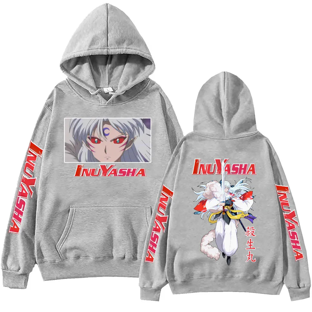 Anime InuYasha Sesshoumaru Hoodie Harajuku Hip Hop Pullover Tops Fans Gift