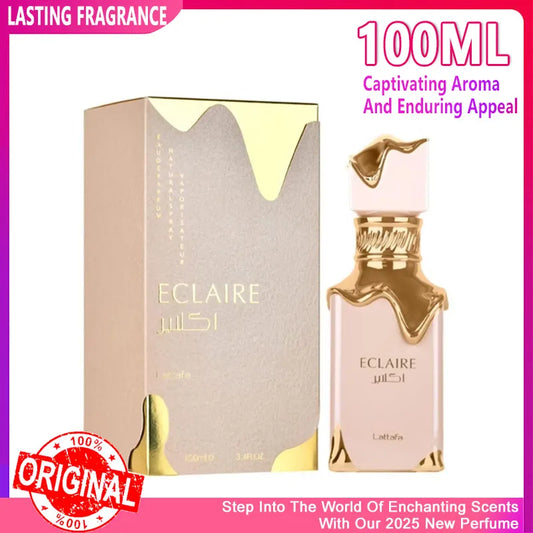 2025 New 100ML Lattafa Eclaire Eau De Parfum For Women Arabic Fragrance Sweet Vanilla Sensual Oriental Cologne Body Spray