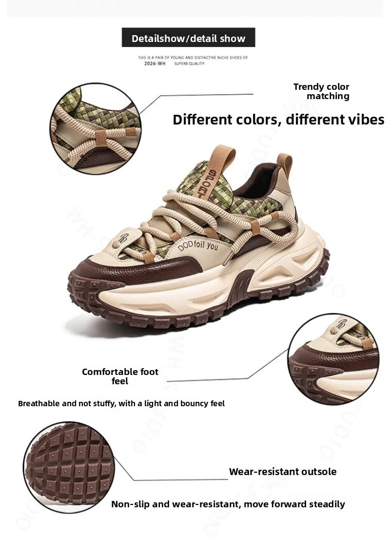 Shoes for Men High Quality Trend Light Platform Sneakers Fashion Retro Heightening Casual Thick Sole Men Shoes Zapatillas Hombre
