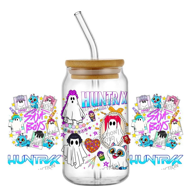30 Style of Kpop Boy Band Design 3D UV DTF 16oz Cup Wraps Demon Inspired Hunter Girl Anime Fan 3D Transfers Stickers