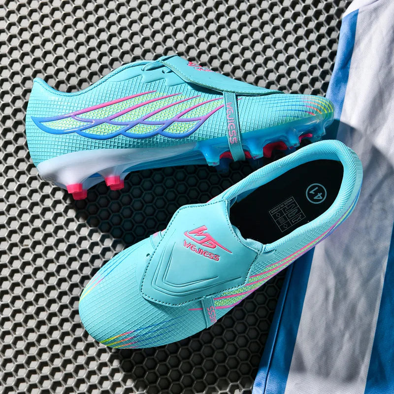 Youth Football Shoes with Long Spikes, Tongue-Less Laces, Ultra-High-End Natural Grass Special Football Shoes