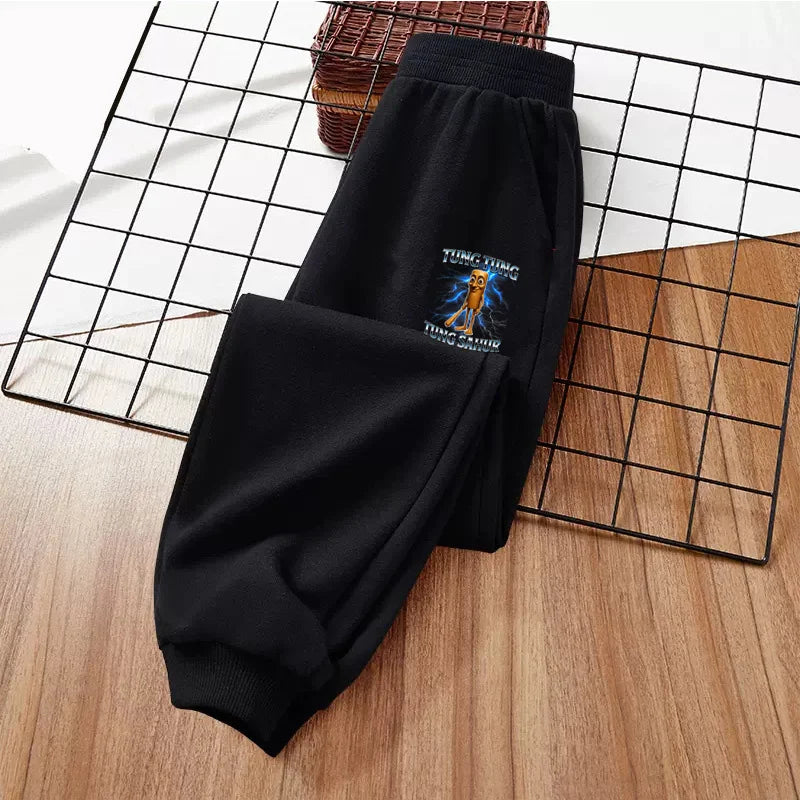 Children Casual Long Pants Italian Brainrot Cartoon Trousers Shark Pattern Sports Pants 3-14T Boys Clothing