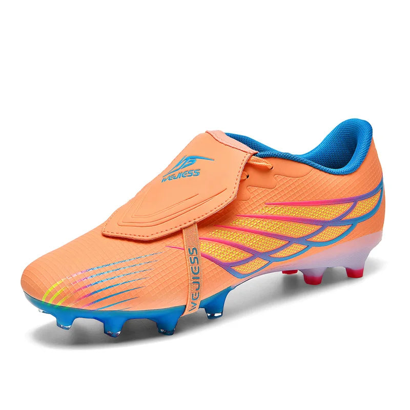 Youth Football Shoes with Long Spikes, Tongue-Less Laces, Ultra-High-End Natural Grass Special Football Shoes