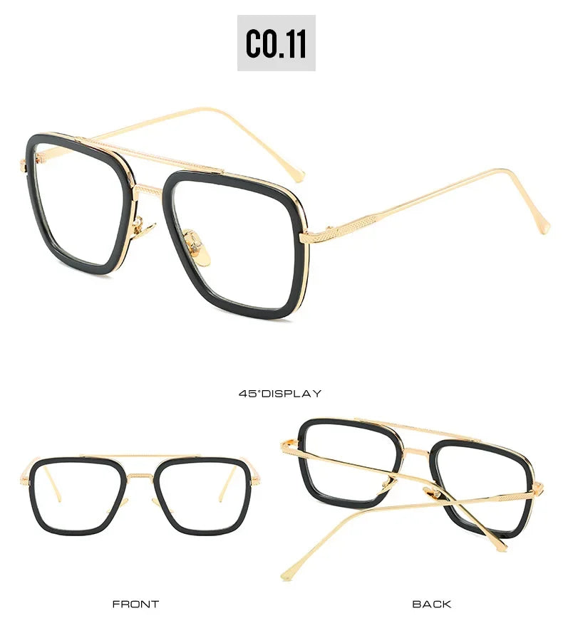 Sun Glasses Fashion Square frame Tony Stark Style Women Sunglasses Men Square Brand Design Sun Glasses Oculos Retro Male Iron