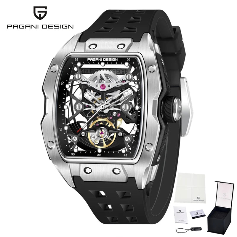 PAGANI DESIGN 42MM New fashion Hollow Back Transparent Movement Luxury Men Watch Sapphire Glass Automatic Men Watches For Men