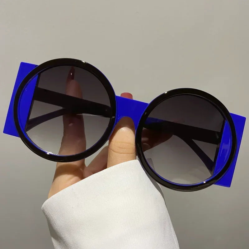Round Double Color Sunglasses for Women Men Retro Trendy UV400 Sun Glasses Goggles Outdoor Hip Hop Travel Beach Eyewear Goggles