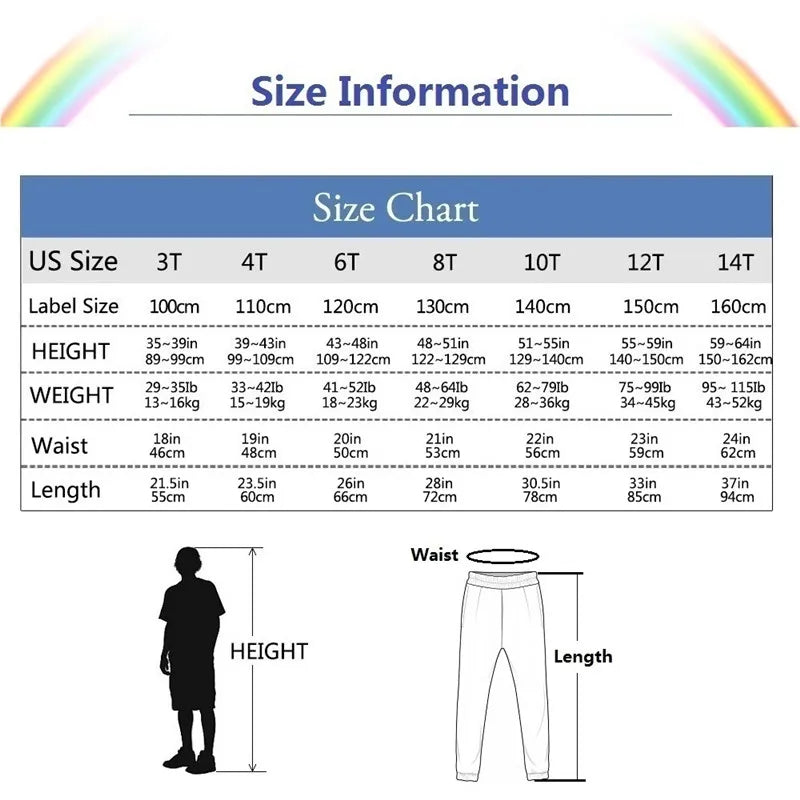 Children Casual Long Pants Italian Brainrot Cartoon Trousers Shark Pattern Sports Pants 3-14T Boys Clothing