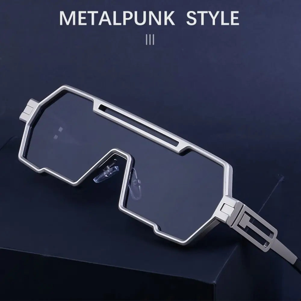 Metal Steampunk Sunglasses Trendy Punk UV400 Protection Shades Big Frame Irregular Square Sun Glasses for Men