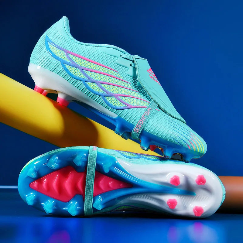 Youth Football Shoes with Long Spikes, Tongue-Less Laces, Ultra-High-End Natural Grass Special Football Shoes