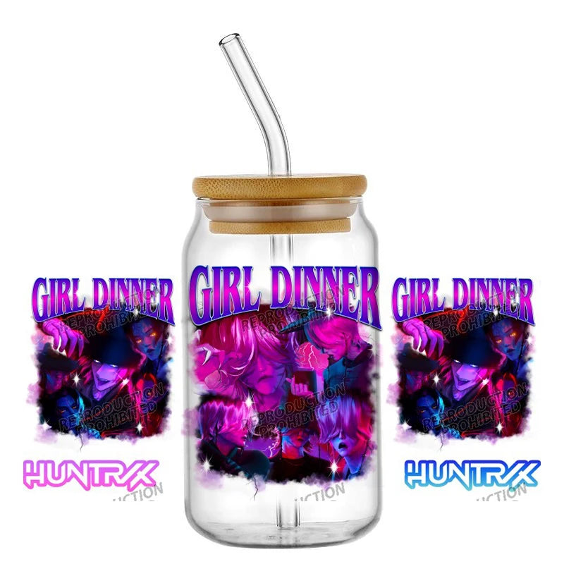 30 Style of Kpop Boy Band Design 3D UV DTF 16oz Cup Wraps Demon Inspired Hunter Girl Anime Fan 3D Transfers Stickers