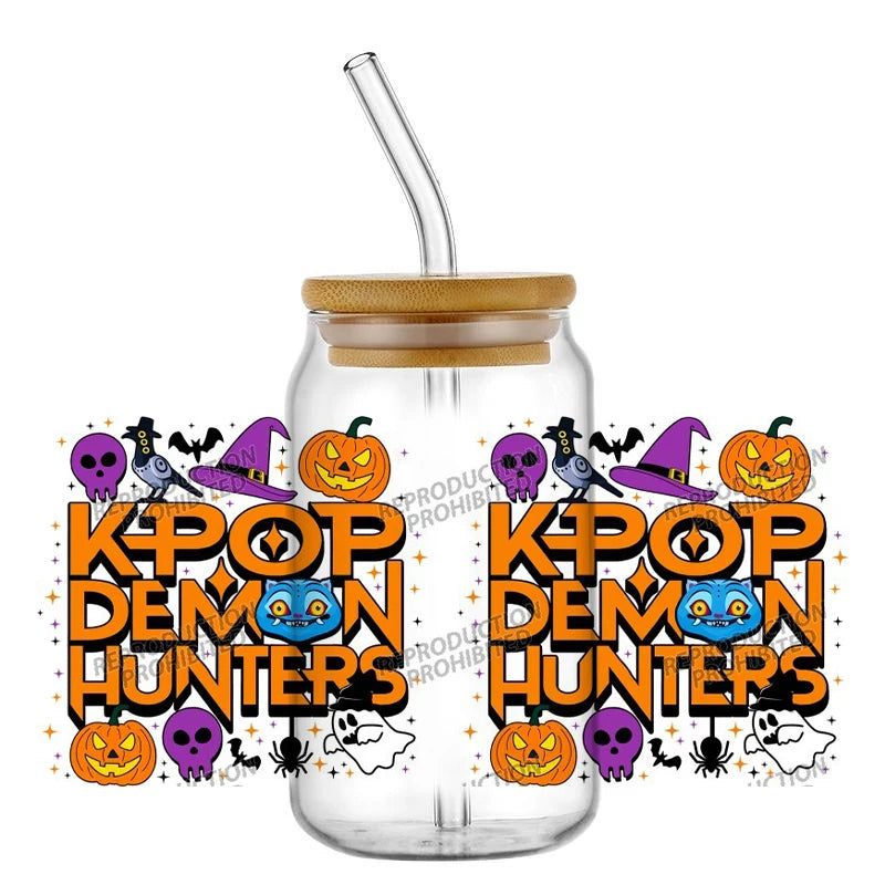 30 Style of Kpop Boy Band Design 3D UV DTF 16oz Cup Wraps Demon Inspired Hunter Girl Anime Fan 3D Transfers Stickers
