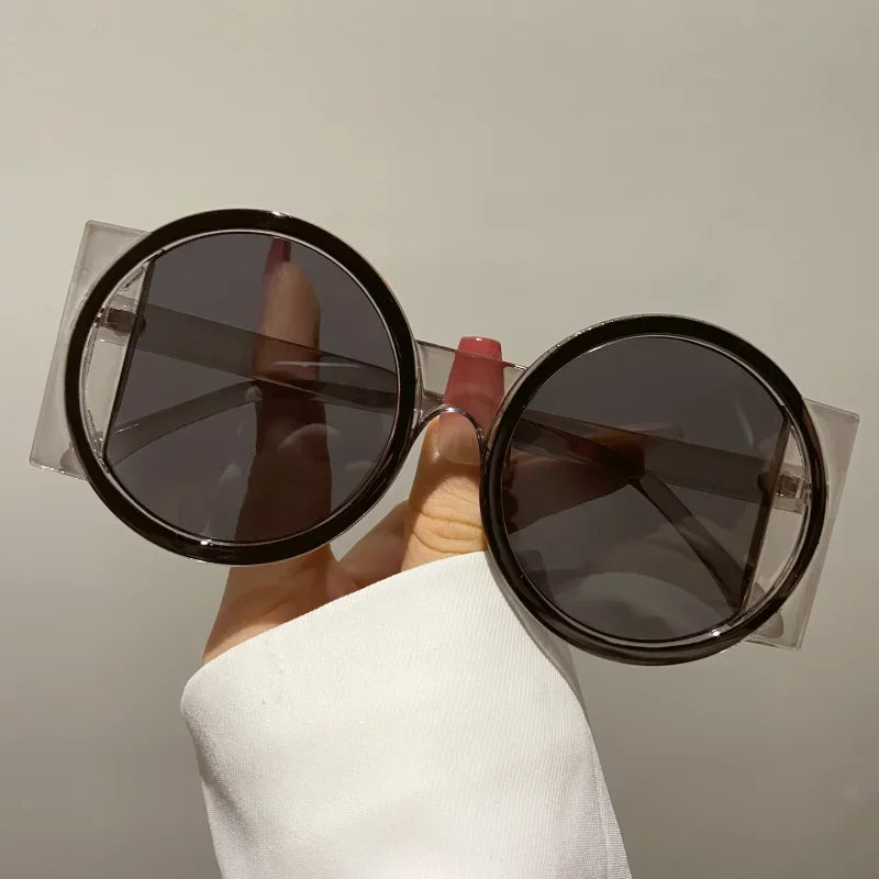 Round Double Color Sunglasses for Women Men Retro Trendy UV400 Sun Glasses Goggles Outdoor Hip Hop Travel Beach Eyewear Goggles