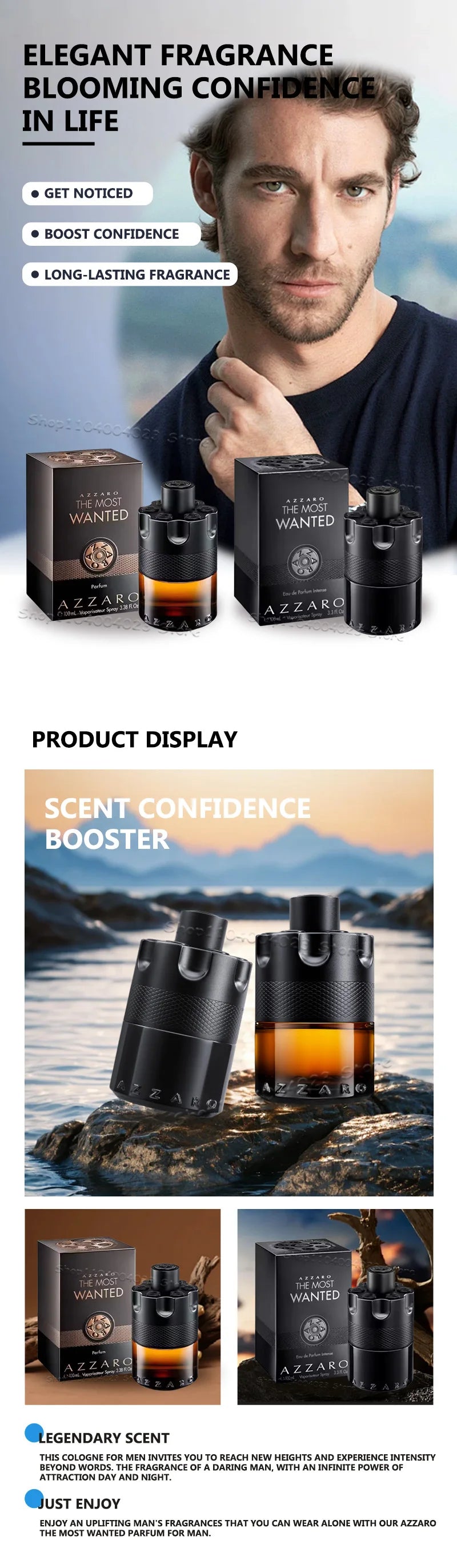 100ML Azzaro The Most Wanted Parfum Intense Mens Cologne Spicy Seductive Fragrance Luxury Perfumes For Men Attract Women Perfume